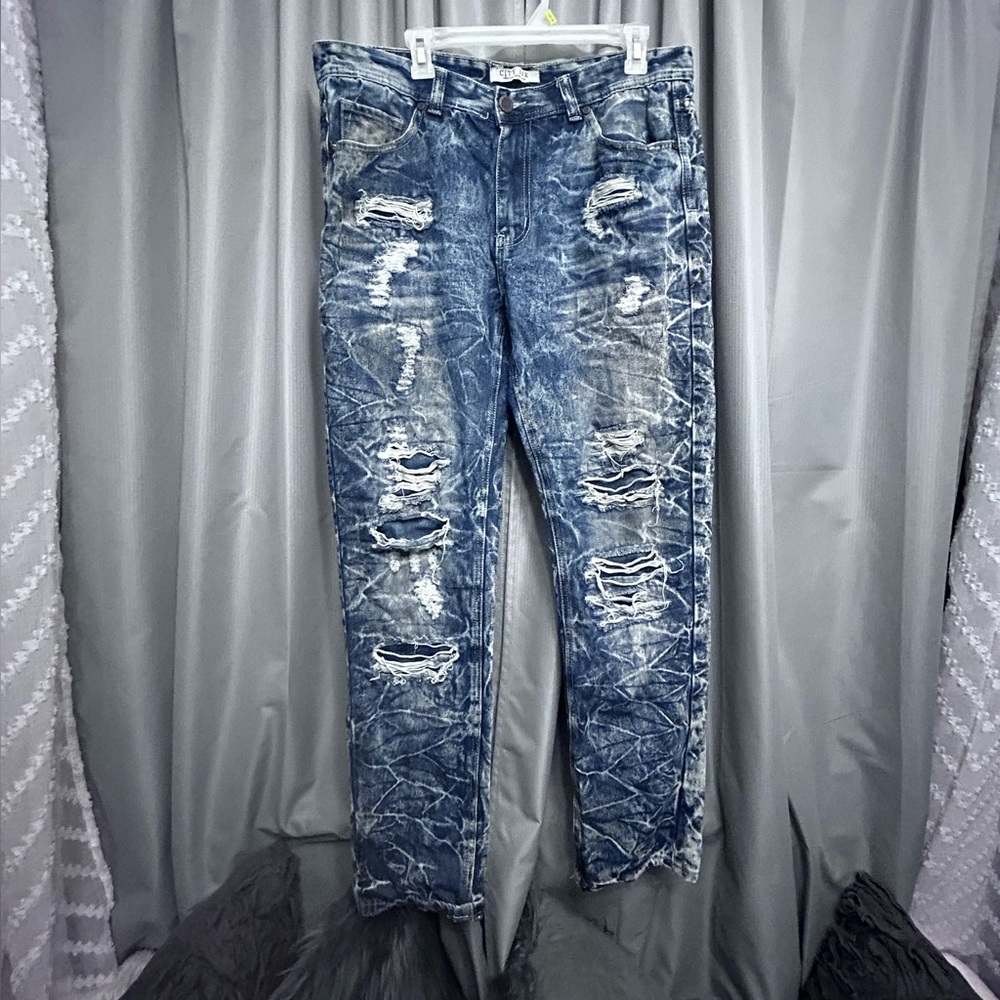 City ink mens distressed bootcut jeans 34x32 NWOT J023
